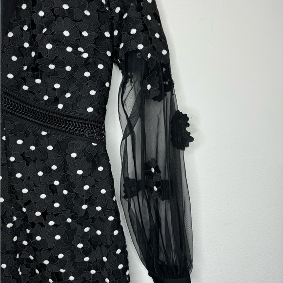 SELF-PORTRAIT Black Daisy Dot Lace Jumpsuit size 6 - Picture 11 of 14